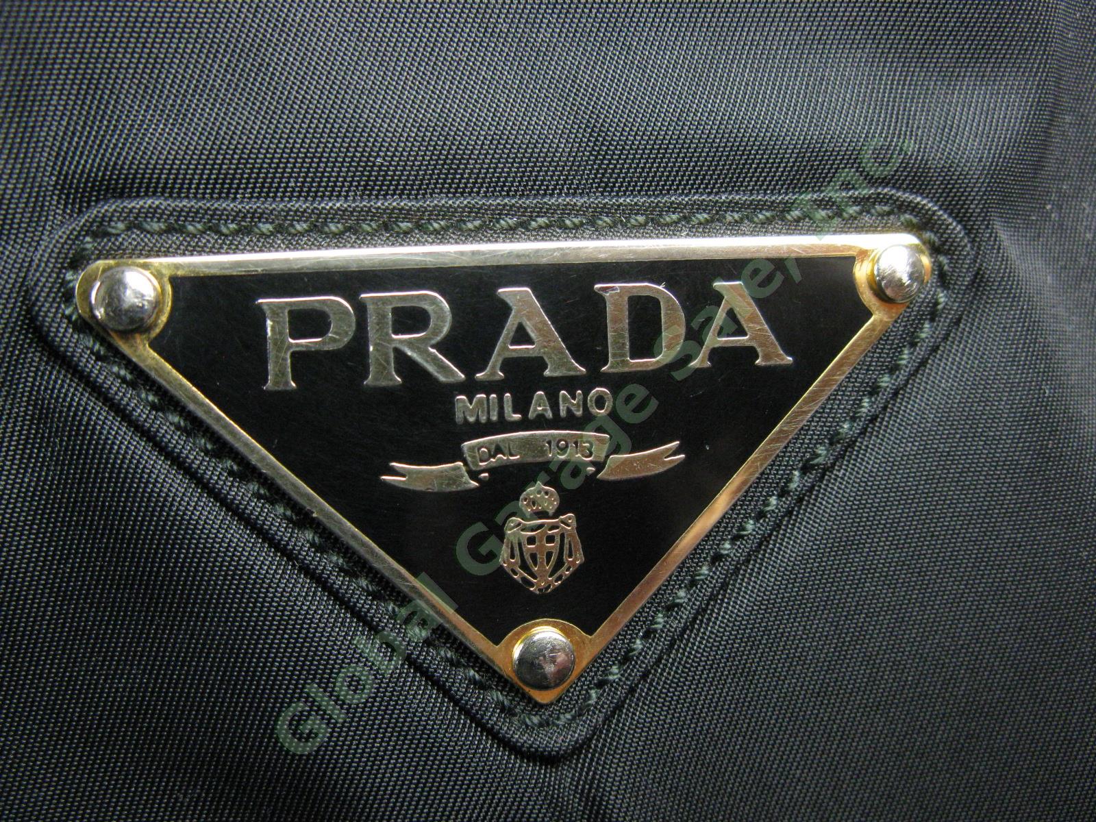 Prada Milano Tessuto Black Nylon Gold Tone Double Chain Shoulder Bag Handbag NR! 2