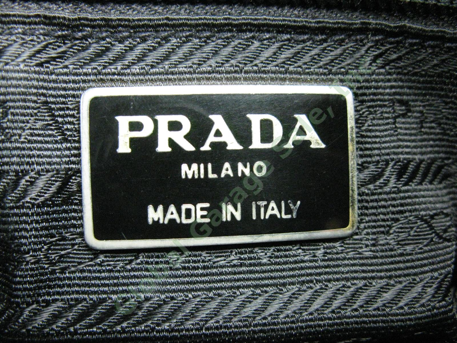 Prada Milano Tessuto Black Nylon Gold Tone Double Chain Shoulder Bag Handbag NR! 6