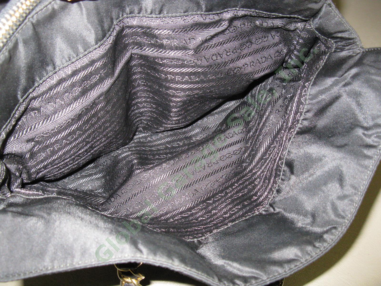 Prada Milano Tessuto Black Nylon Gold Tone Double Chain Shoulder Bag Handbag NR! 7