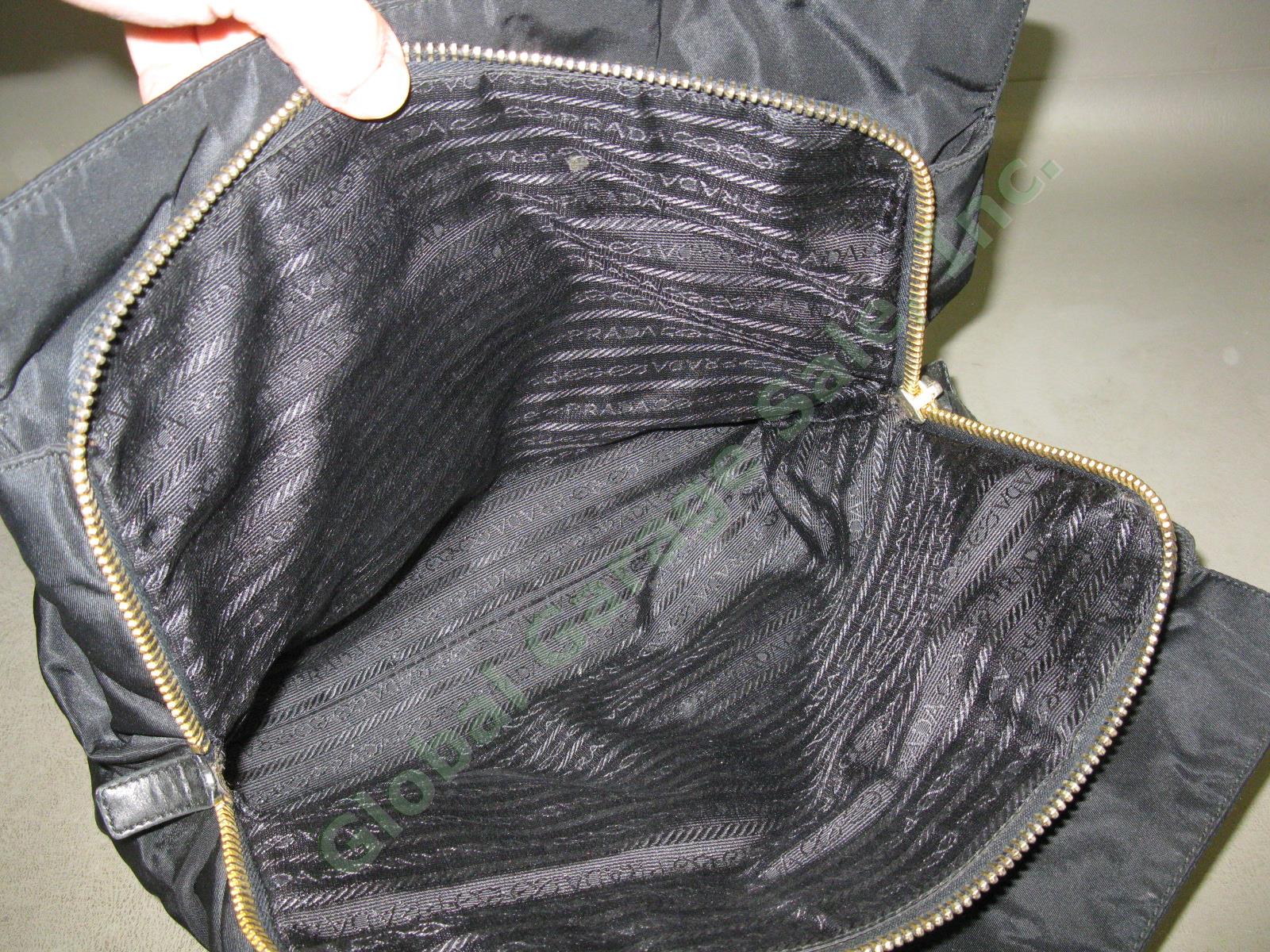 Prada Milano Tessuto Black Nylon Gold Tone Double Chain Shoulder Bag Handbag NR! 8