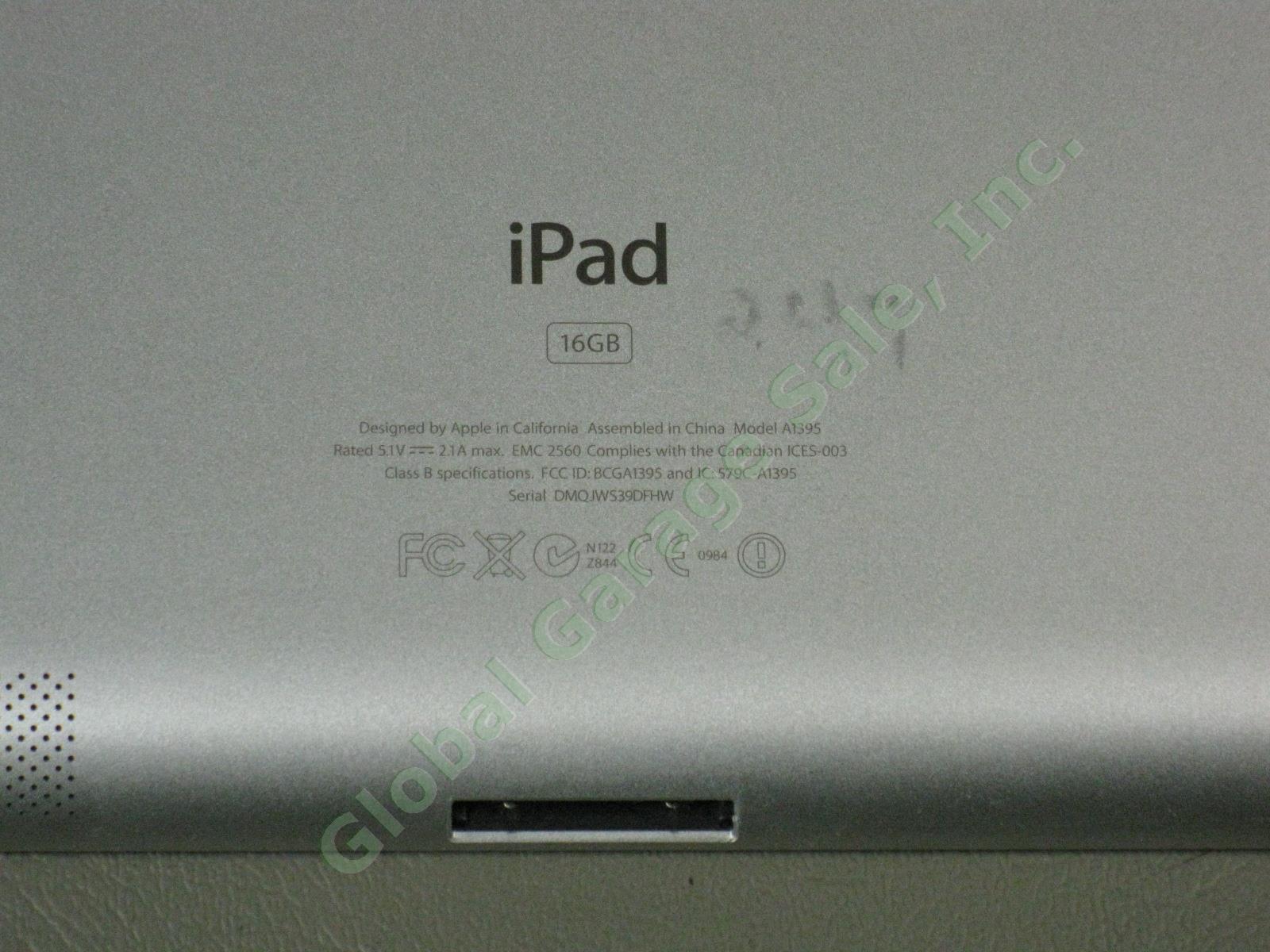 Apple iPad 2 Tablet Model A1395 16GB Wi-Fi Black Works Great One Owner NO RES! 4