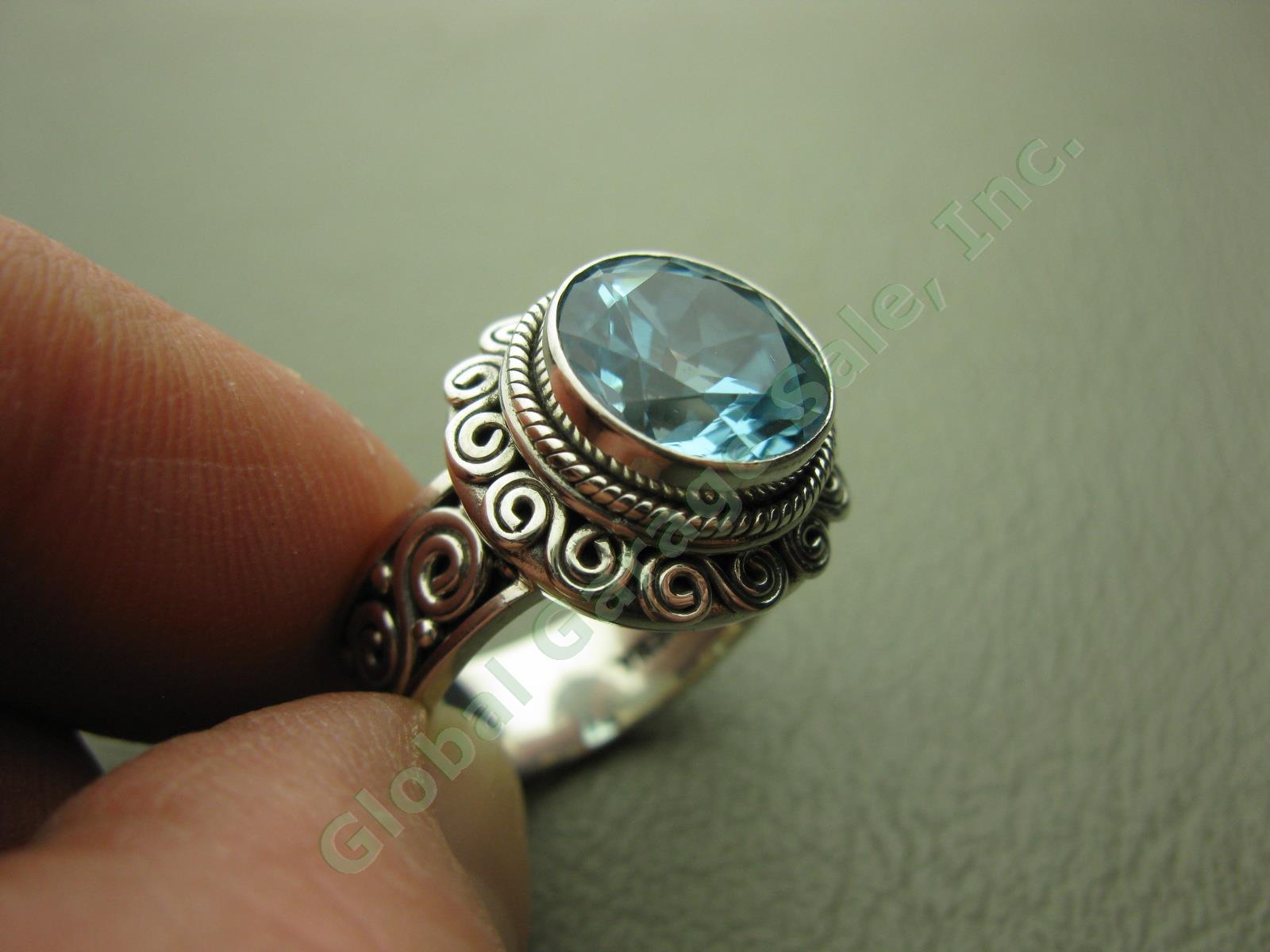 Suarti Bali Sterling Silver Blue Topaz Pendant Ring Earring Set 925 BA Indonesia 5