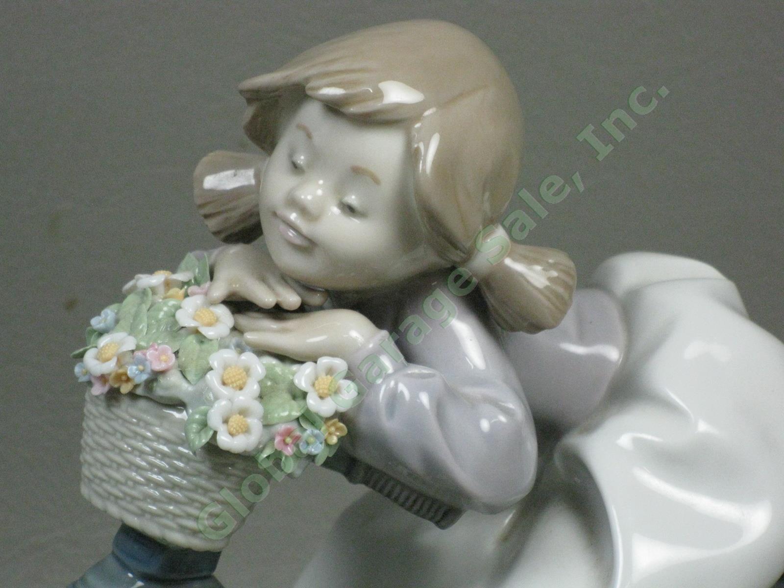 Vtg Retired Lladro #5679 In No Hurry Figurine Girl Cat Bicycle Flowers 1990-1994 1