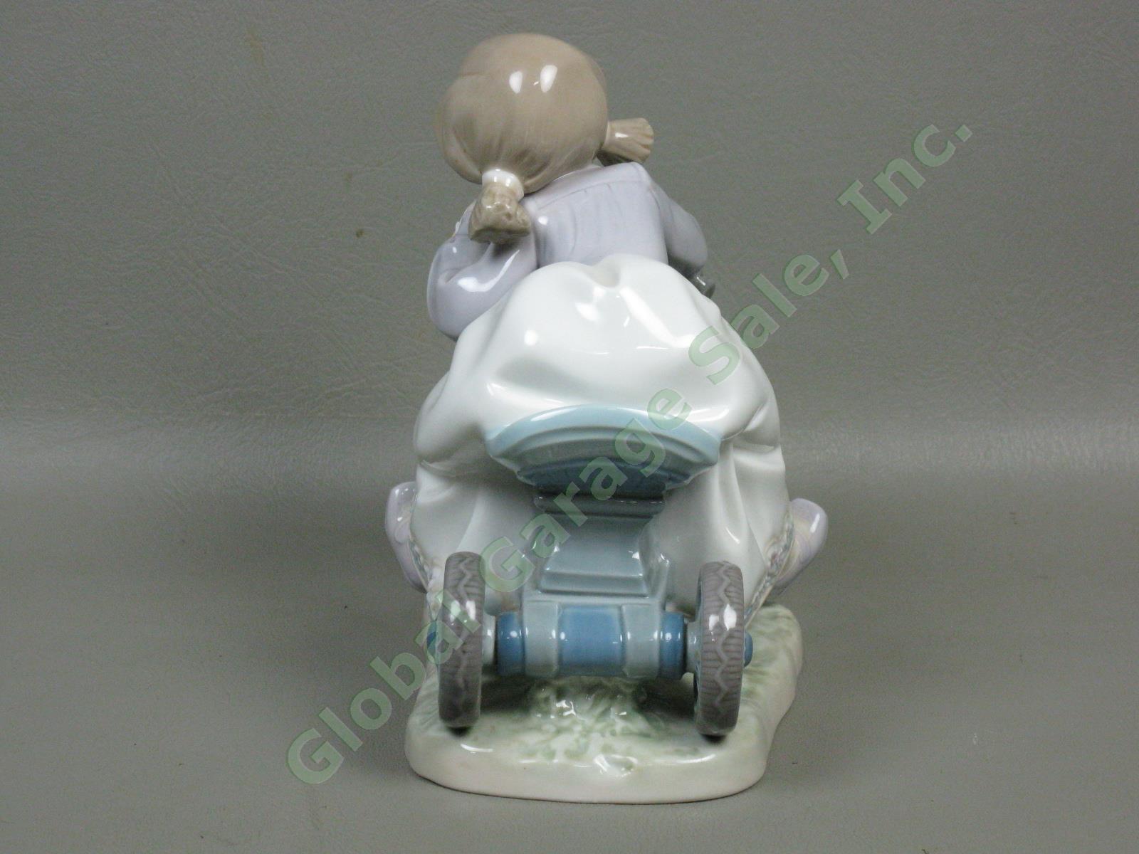 Vtg Retired Lladro #5679 In No Hurry Figurine Girl Cat Bicycle Flowers 1990-1994 4