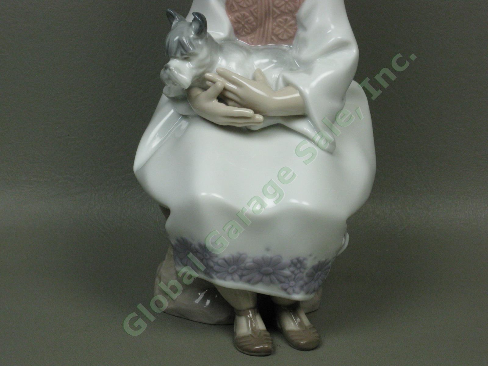 Vtg Lladro #6400 Daydreams 9" Figurine Girl With Schnauzer Dog 1997-2004 No Res! 2