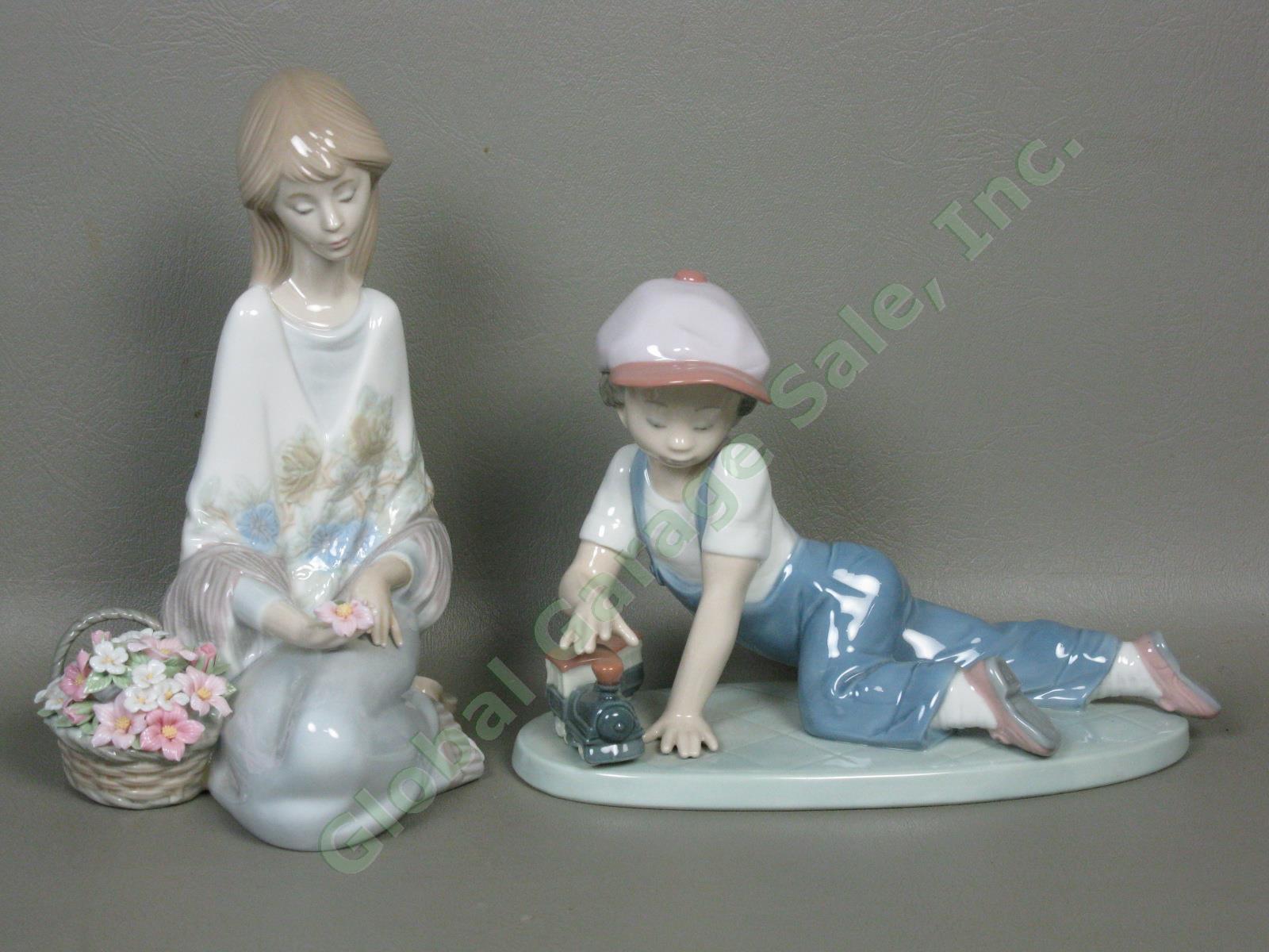 4 Vtg Lladro Figurines Lot 4635 7607 7610 7619 Can I Play All Aboard Flower Song 9