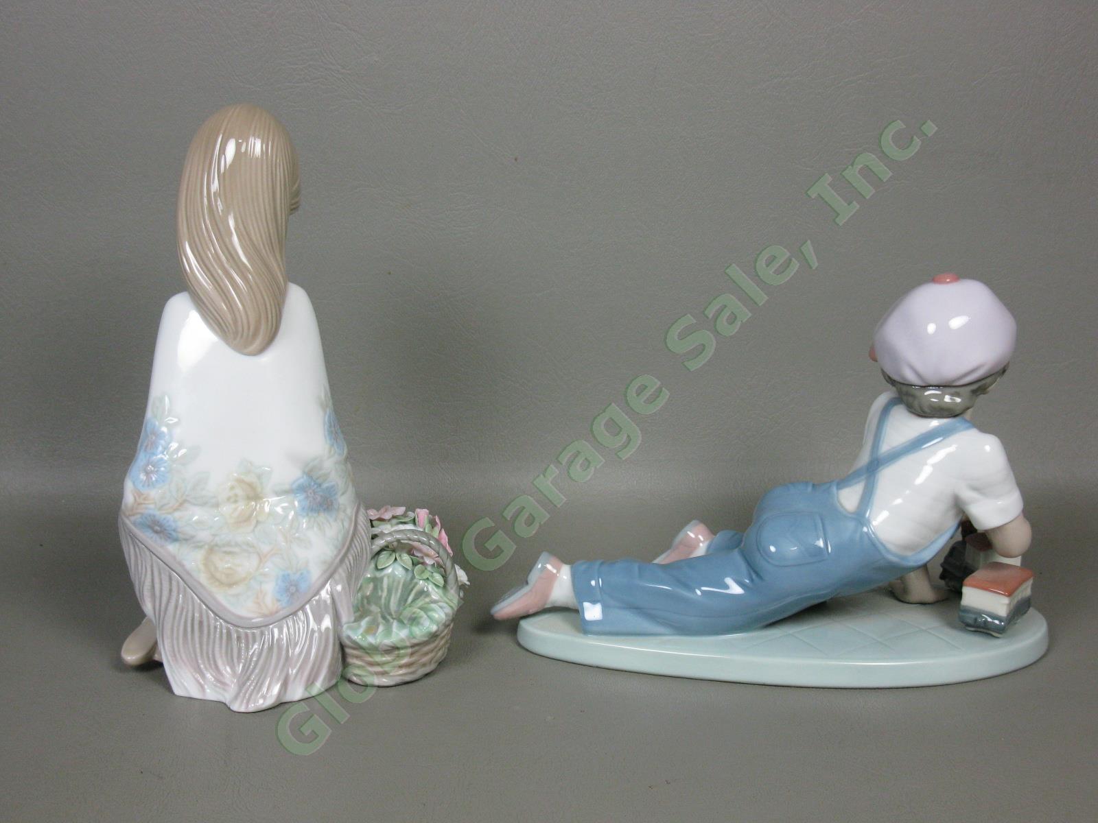 4 Vtg Lladro Figurines Lot 4635 7607 7610 7619 Can I Play All Aboard Flower Song 13