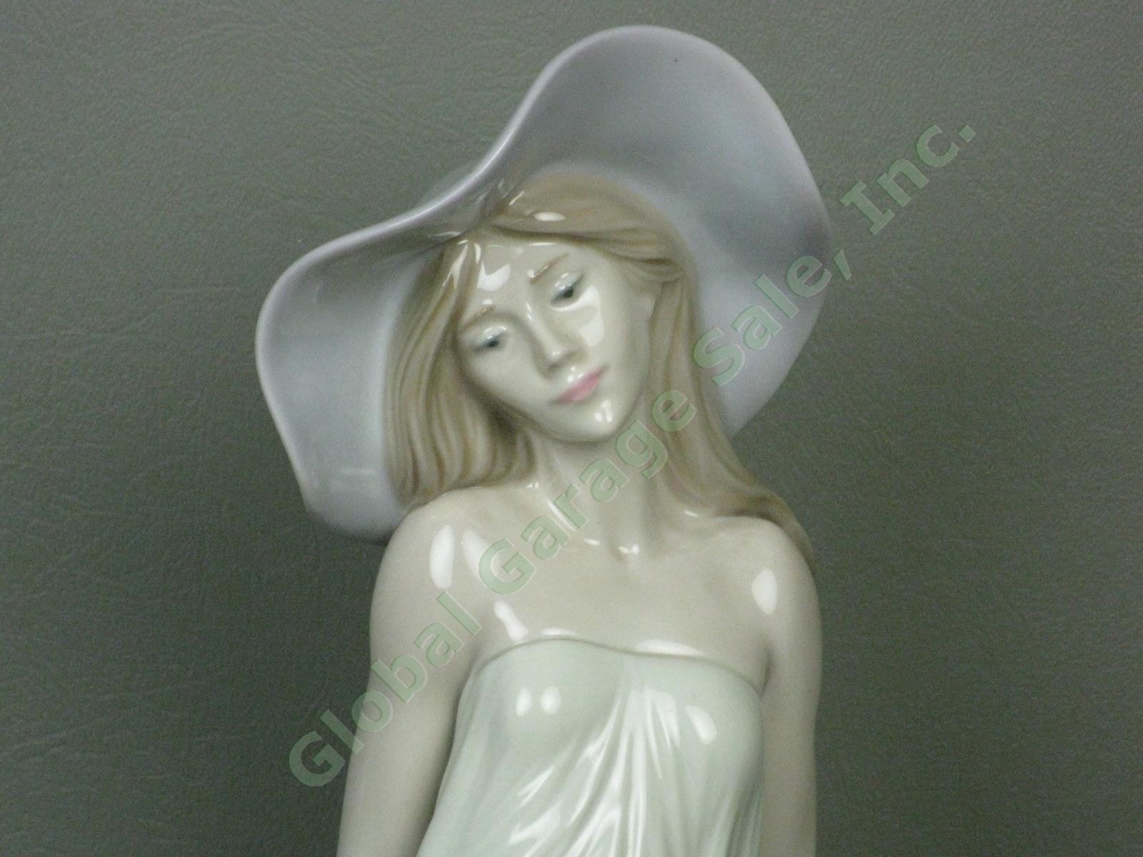 Vtg Lladro #5378 Time For Reflection 13.5" Figurine 1986-1992 Woman Flowers Hat 1