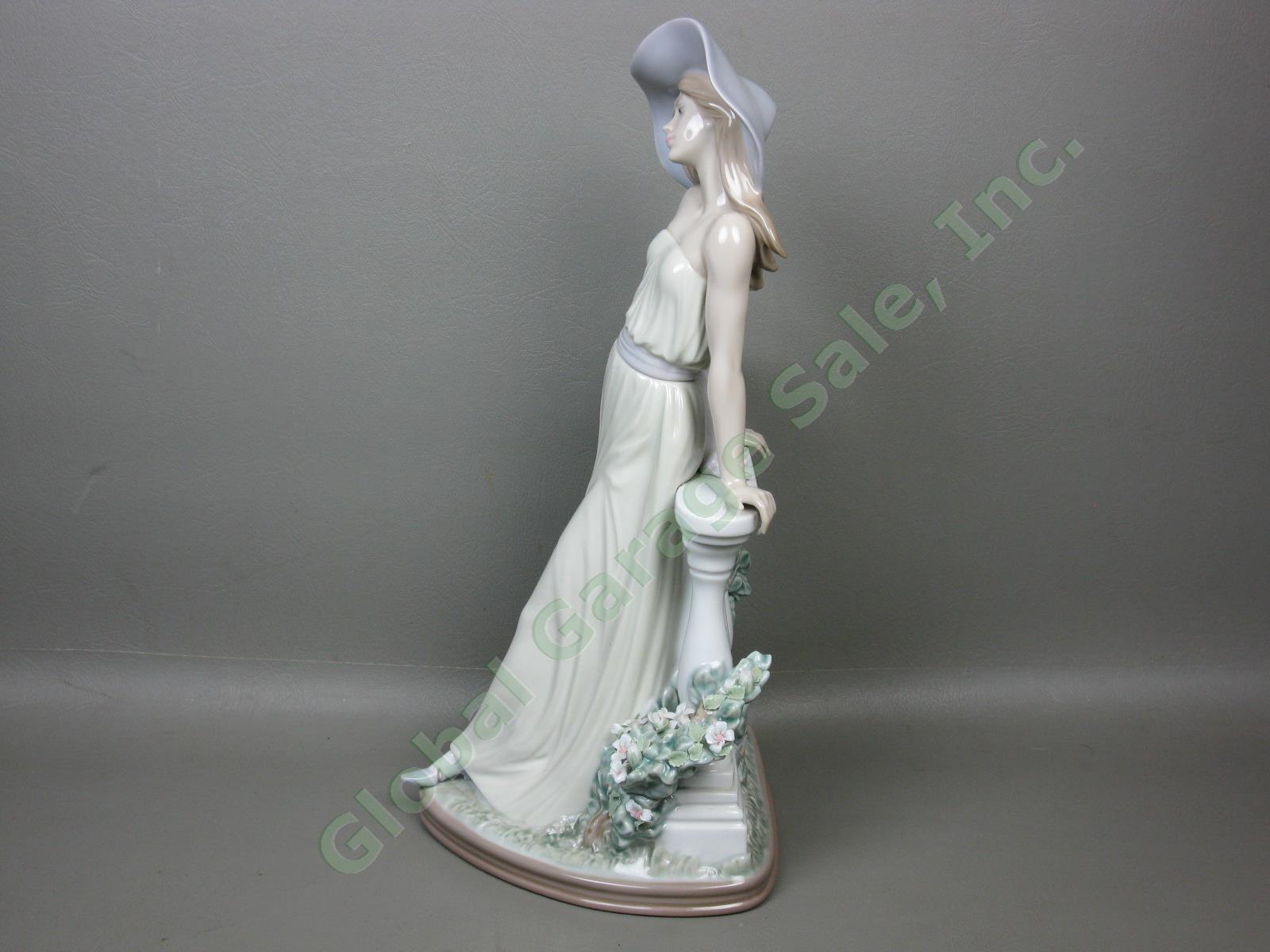 Vtg Lladro #5378 Time For Reflection 13.5" Figurine 1986-1992 Woman Flowers Hat 2