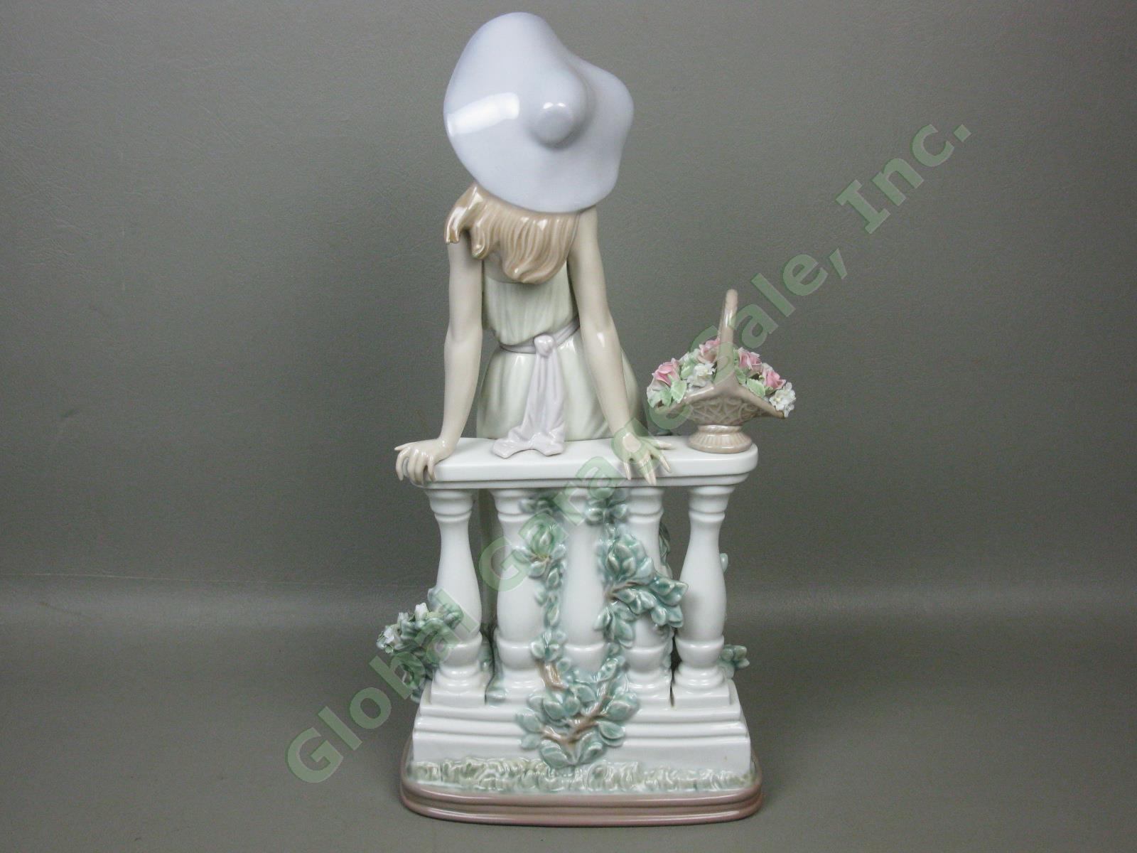 Vtg Lladro #5378 Time For Reflection 13.5" Figurine 1986-1992 Woman Flowers Hat 3