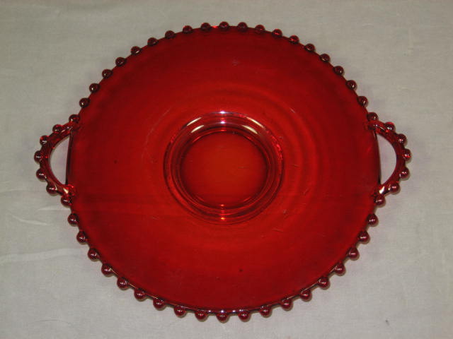 Vintage 3 Pc Ruby Red Hobnail Glass Set Dish + Bowls NR 1