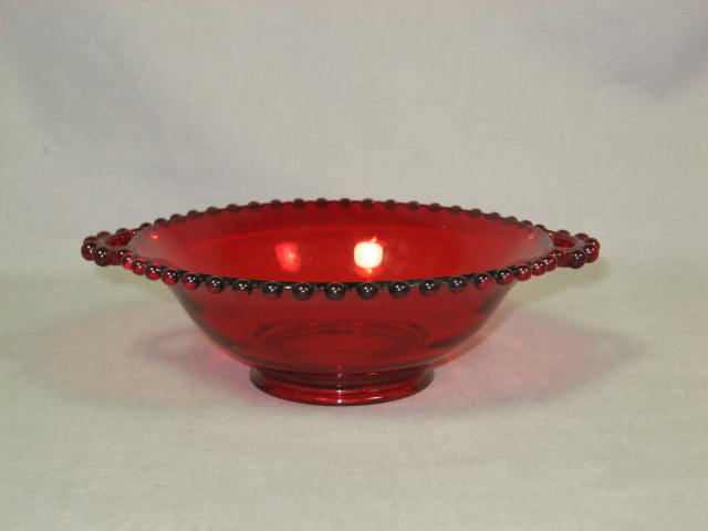 Vintage 3 Pc Ruby Red Hobnail Glass Set Dish + Bowls NR 3