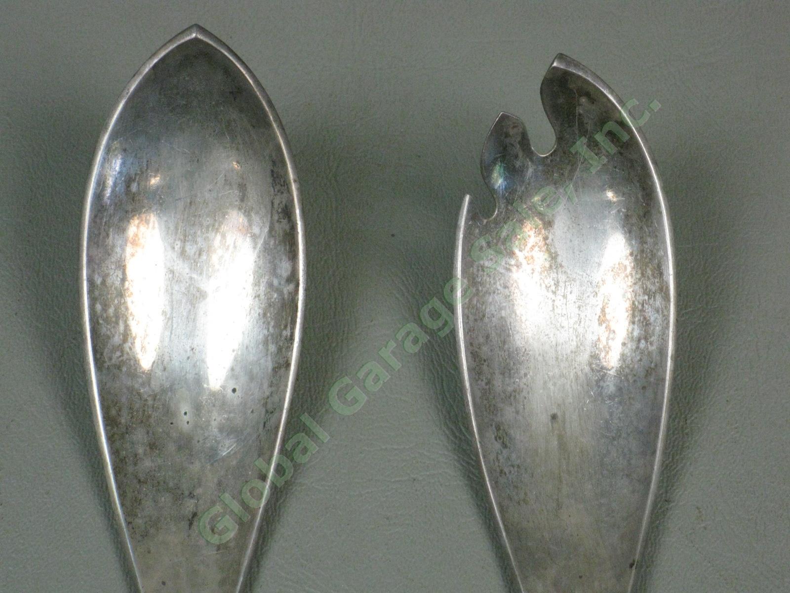 Vtg Carl Antonsen Denmark Mid Century Sterling Silver Serving Spoon + Fork 198g 1