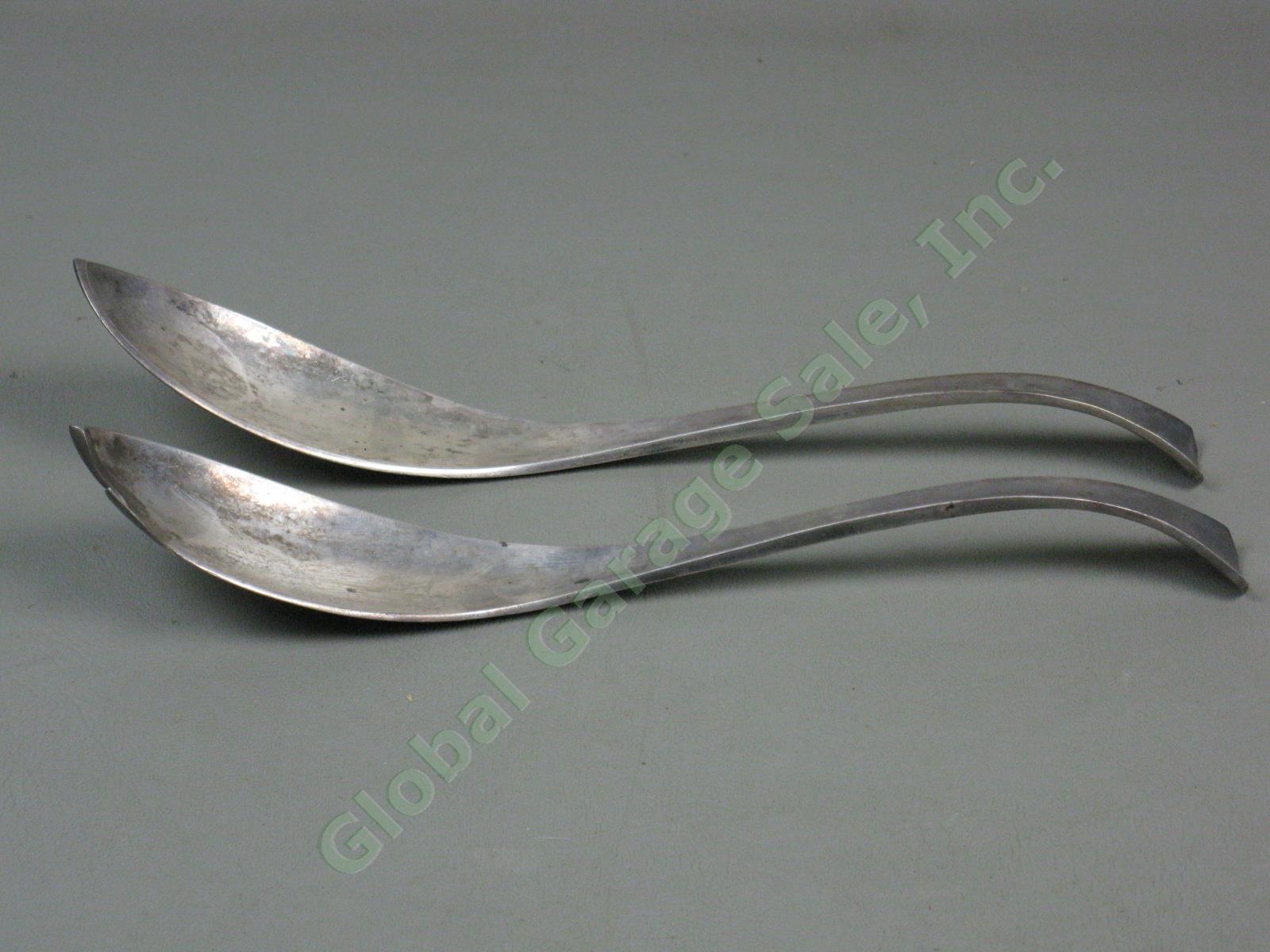 Vtg Carl Antonsen Denmark Mid Century Sterling Silver Serving Spoon + Fork 198g 3