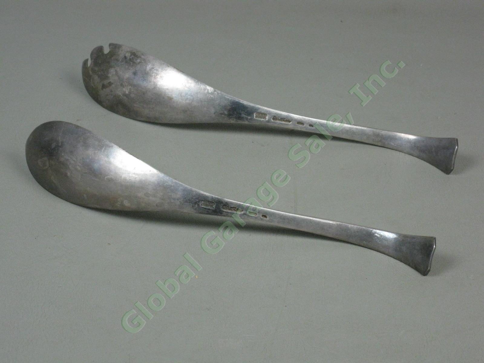 Vtg Carl Antonsen Denmark Mid Century Sterling Silver Serving Spoon + Fork 198g 5