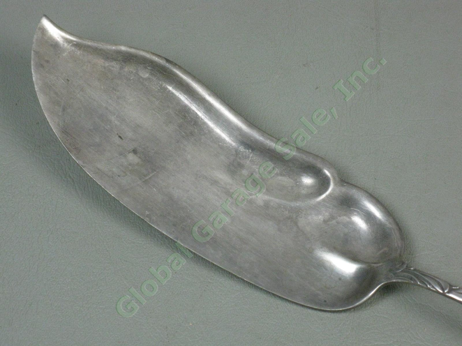 Vtg Antique Frank Whiting 11.5" Sterling Silver Cattail Dolphin Fish Server 140g 1