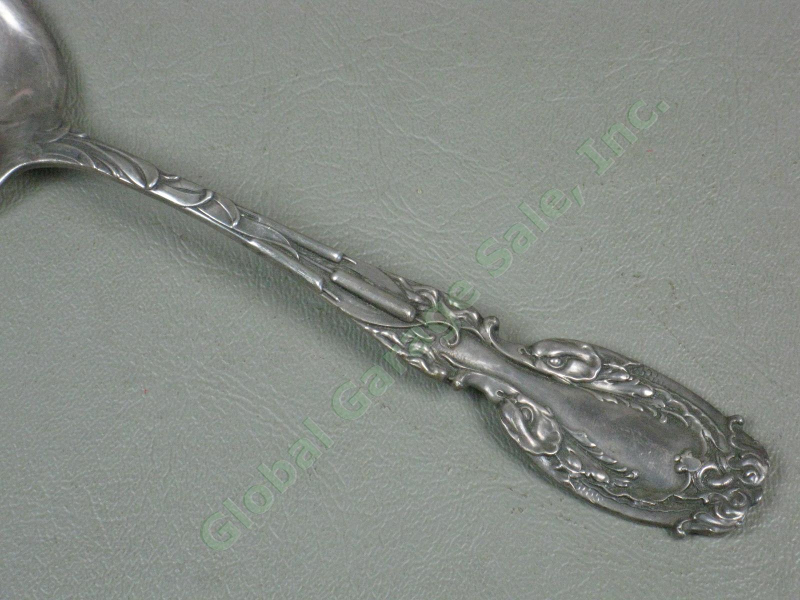 Vtg Antique Frank Whiting 11.5" Sterling Silver Cattail Dolphin Fish Server 140g 2