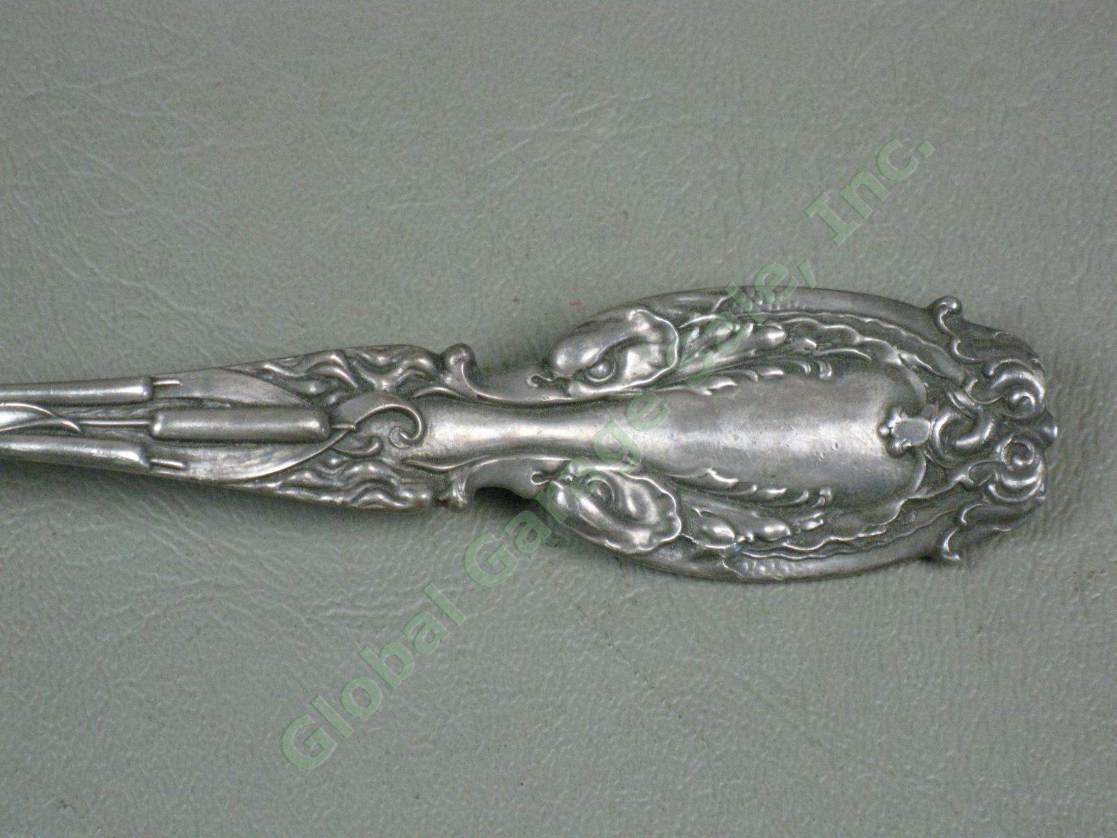 Vtg Antique Frank Whiting 11.5" Sterling Silver Cattail Dolphin Fish Server 140g 3