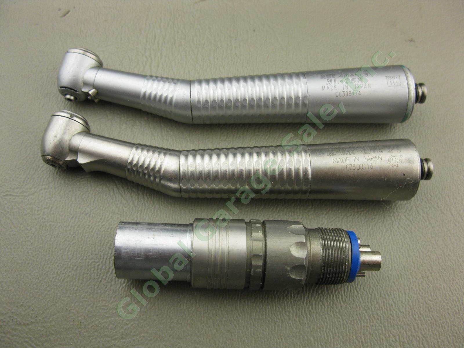 2 NSK High Speed Fiber Optic Dental Handpieces +4-Hole Coupler Connector Adapter