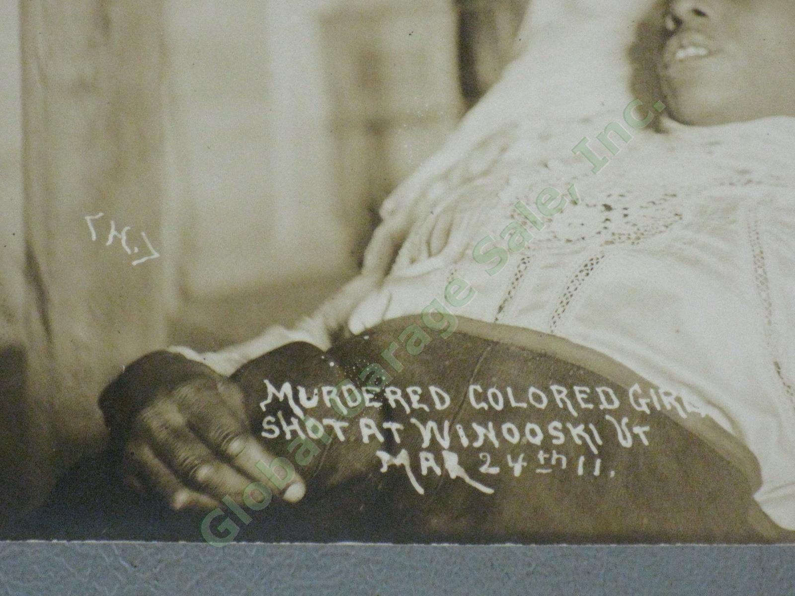 2 RARE Vtg Antique 1911 RPPC Postcards Negro Murder Suicide Winooski Vermont NR! 2