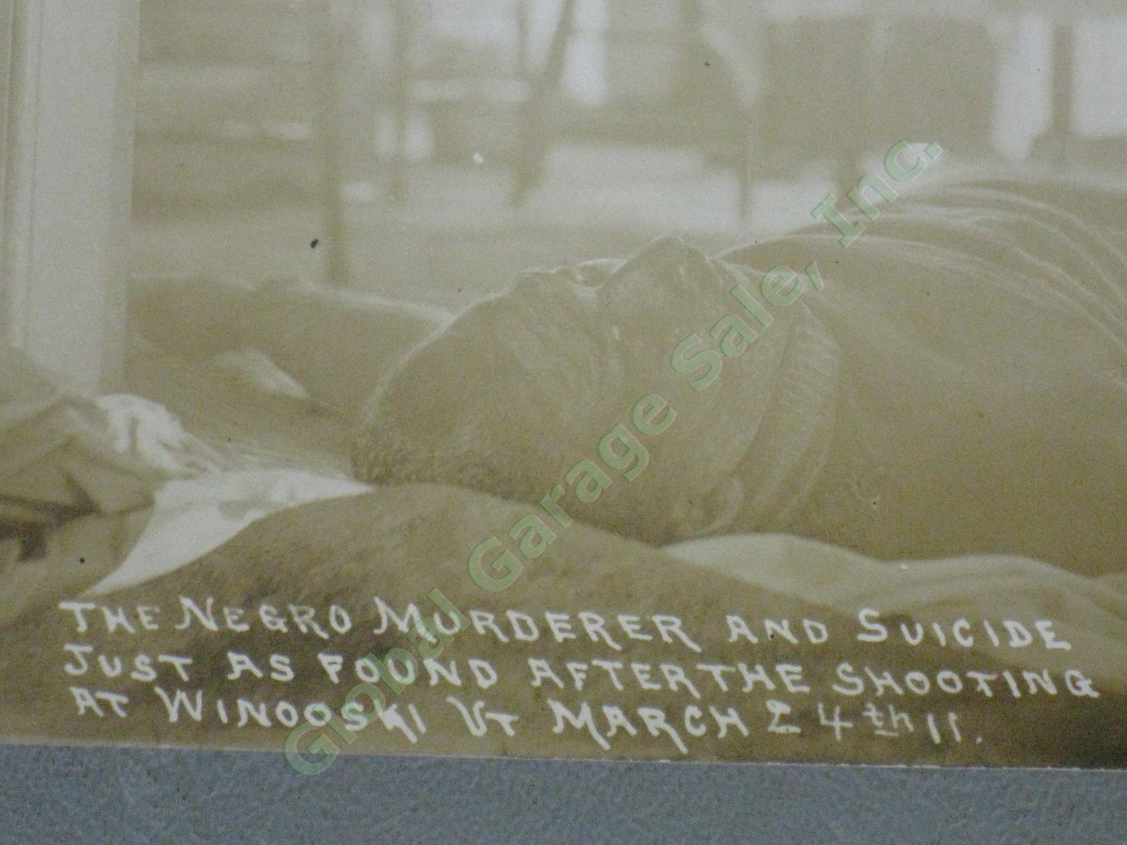 2 RARE Vtg Antique 1911 RPPC Postcards Negro Murder Suicide Winooski Vermont NR! 4