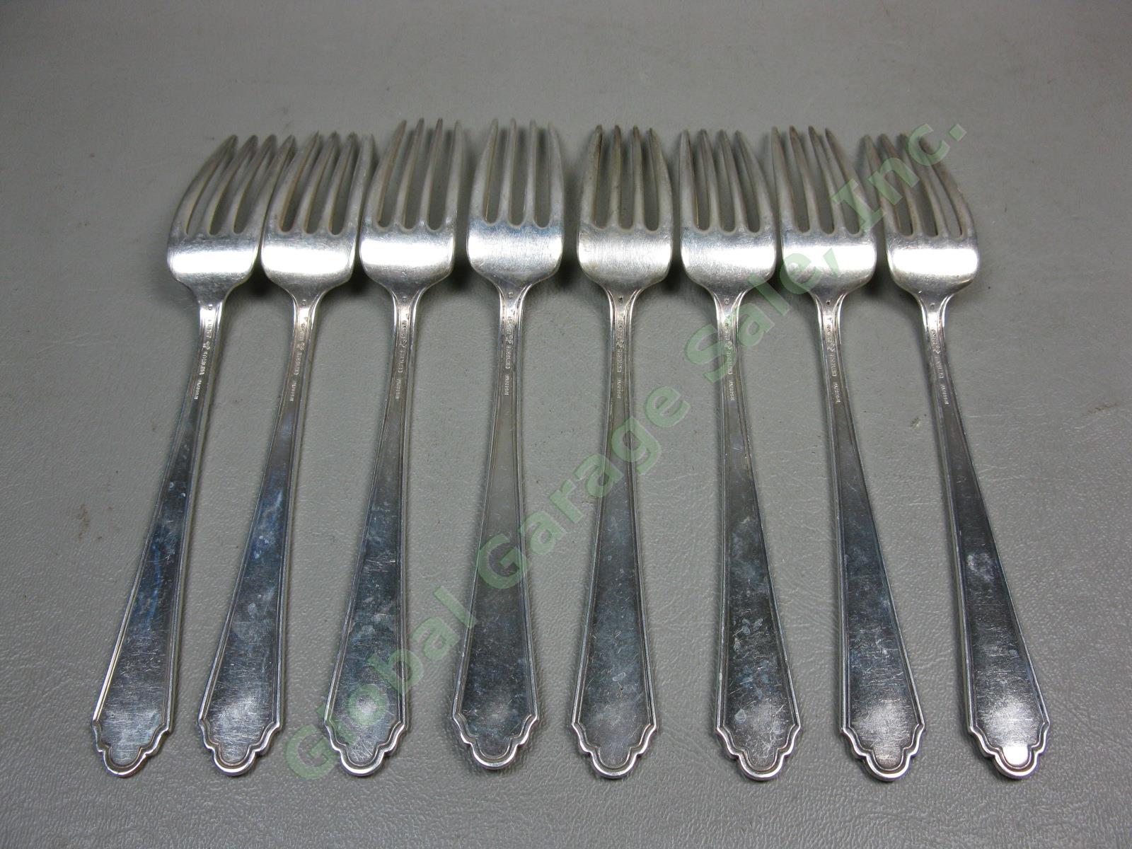8 Rogers Lunt Bowlen Treasure William Mary Sterling Silver Dinner Forks Set 352g 2