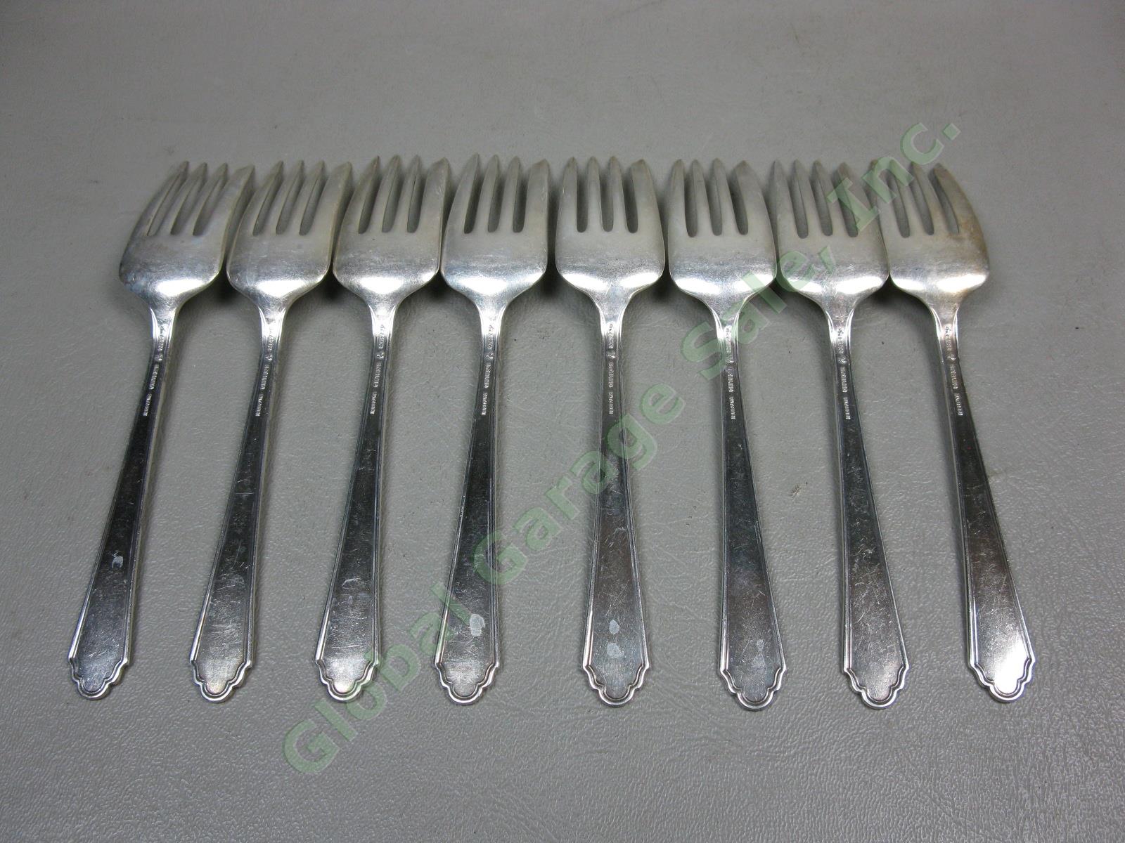 8 Rogers Lunt Bowlen Treasure William Mary Sterling Silver Salad Fork Set 236.8g 2