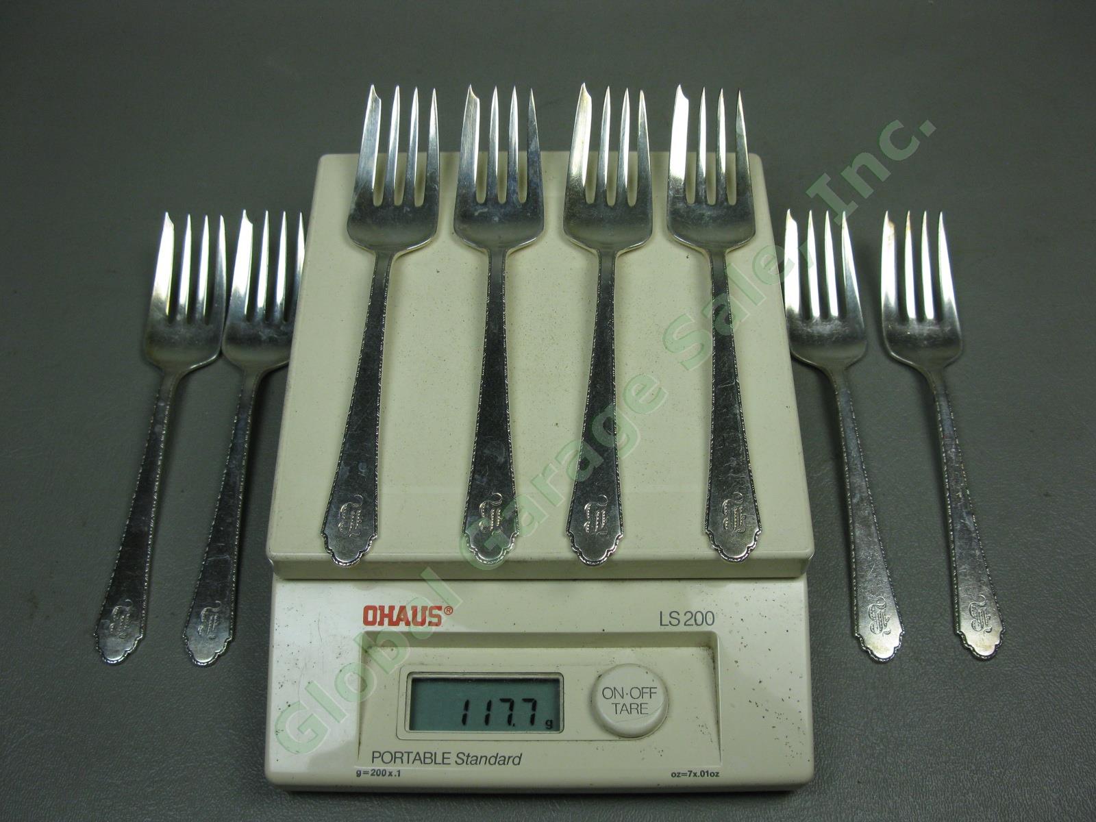 8 Rogers Lunt Bowlen Treasure William Mary Sterling Silver Salad Fork Set 236.8g 4