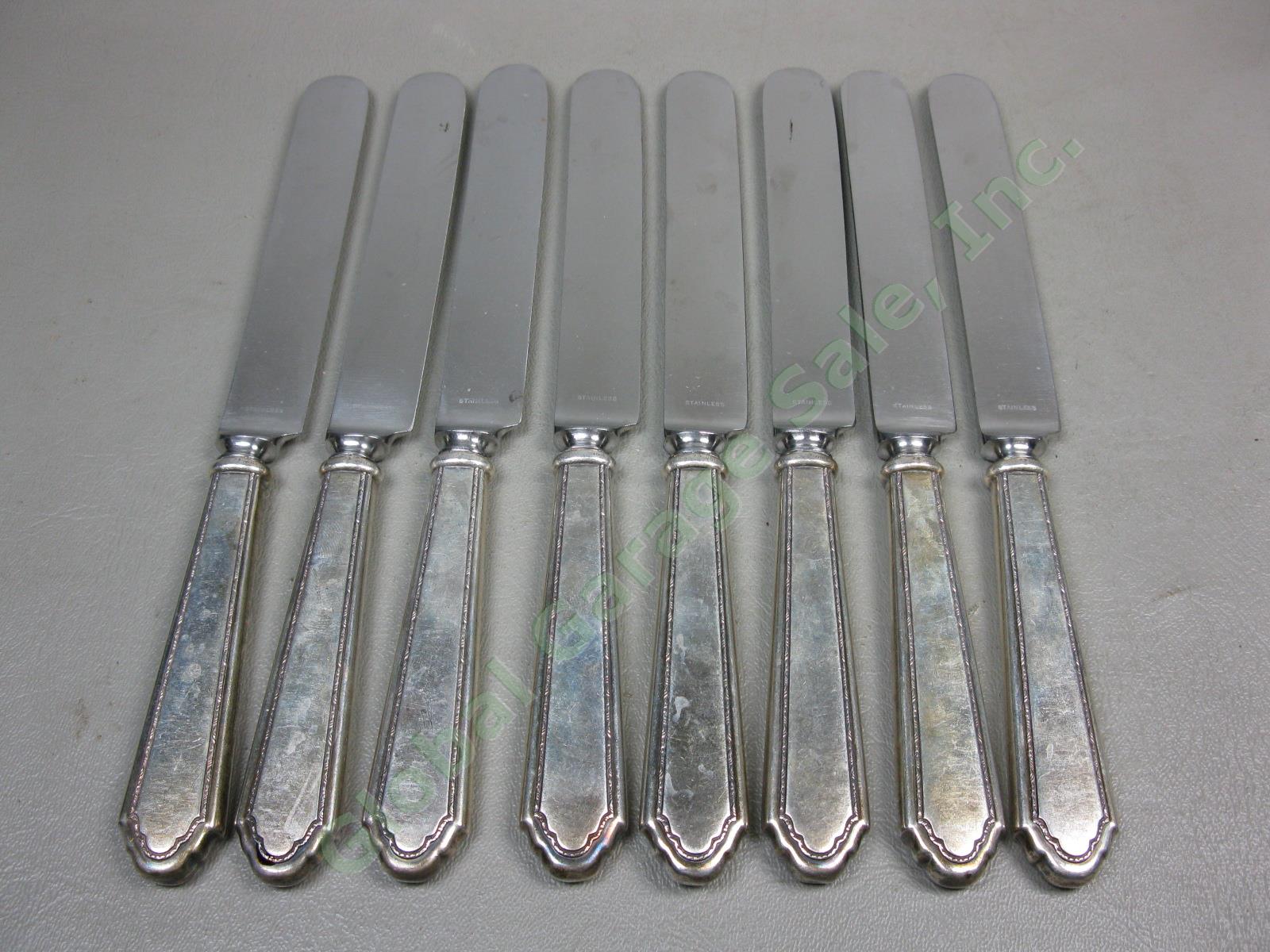 8 Rogers Lunt Bowlen Treasure William Mary Sterling Silver Dinner Knife Set 533g 2