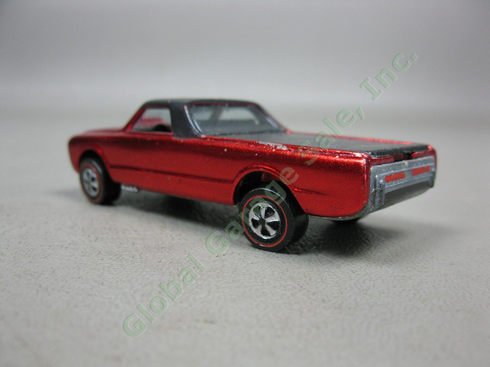 1968 Hot Wheels Redline Shiny Metallic Rose Red Custom Fleetside Diecast US Base 5