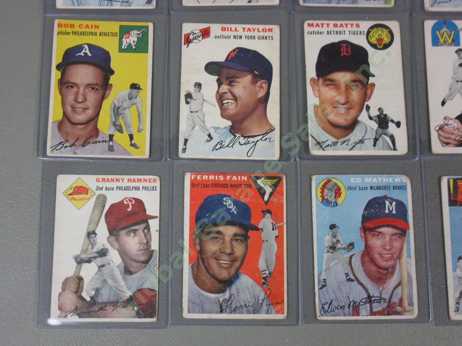 45 Vtg 1954 Topps + Bowman Baseball Cards Lot Eddie Joost Jehosie Heard NO RES! 1