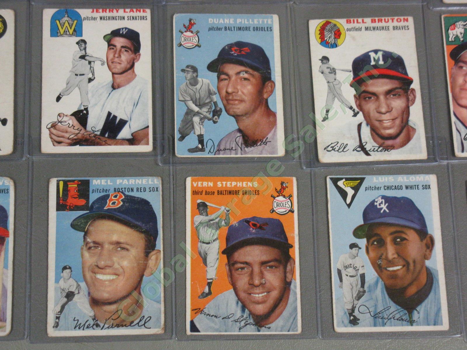 45 Vtg 1954 Topps + Bowman Baseball Cards Lot Eddie Joost Jehosie Heard NO RES! 2