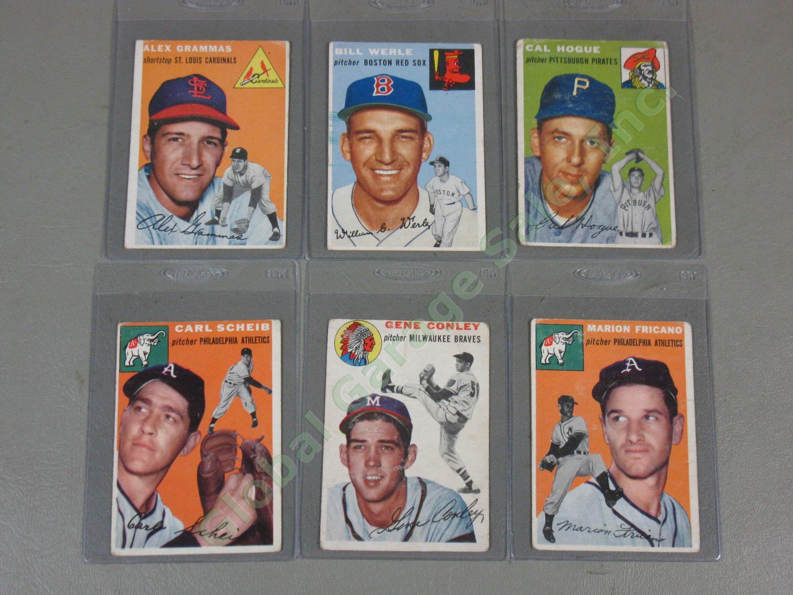 45 Vtg 1954 Topps + Bowman Baseball Cards Lot Eddie Joost Jehosie Heard NO RES! 3