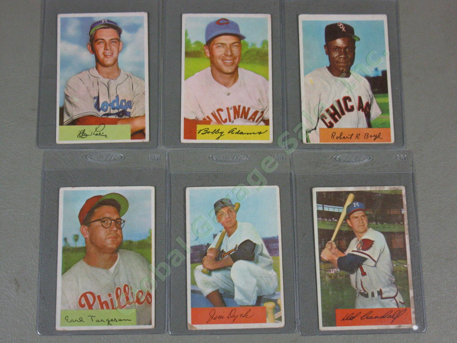 45 Vtg 1954 Topps + Bowman Baseball Cards Lot Eddie Joost Jehosie Heard NO RES! 8