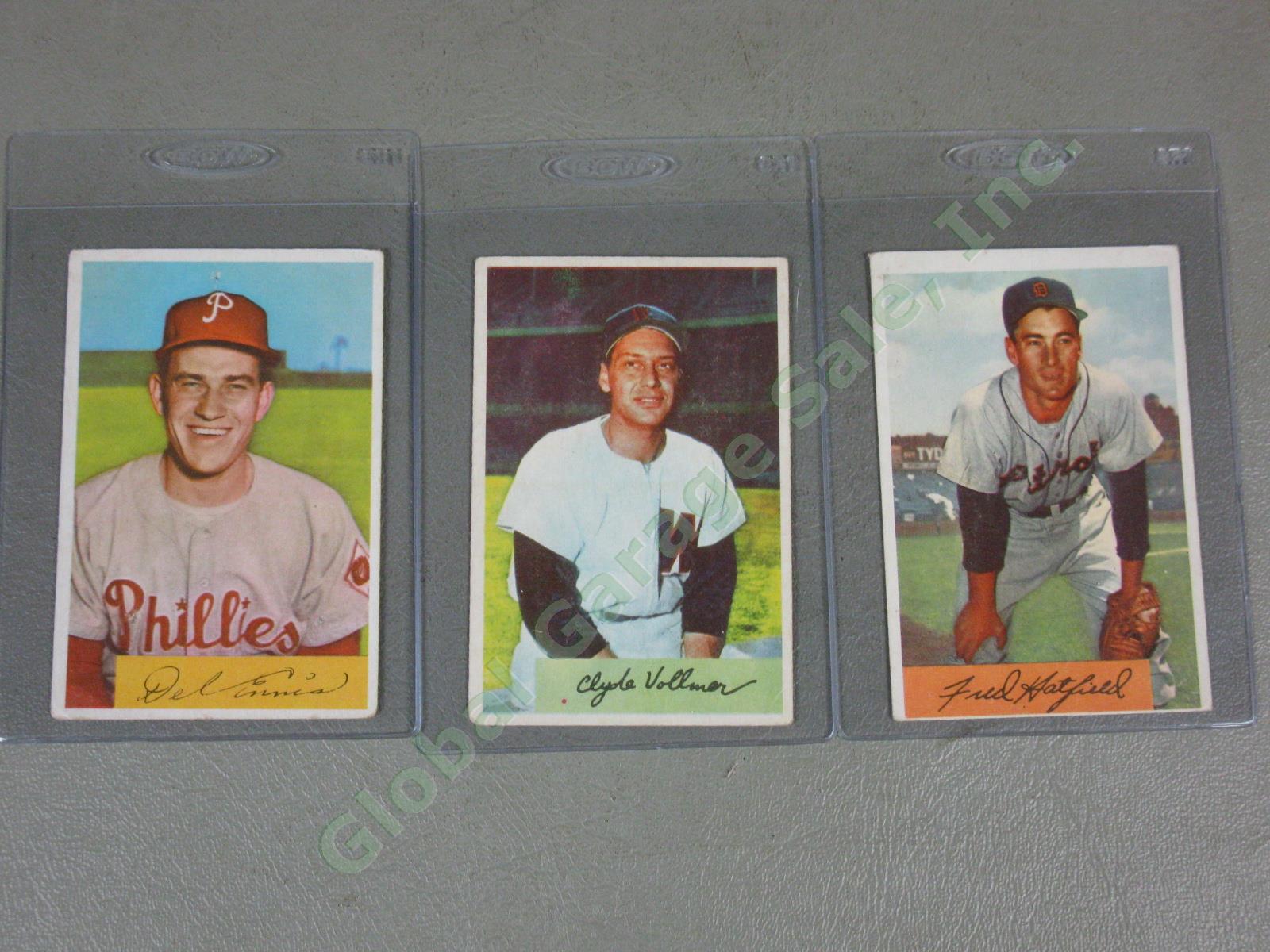 45 Vtg 1954 Topps + Bowman Baseball Cards Lot Eddie Joost Jehosie Heard NO RES! 10