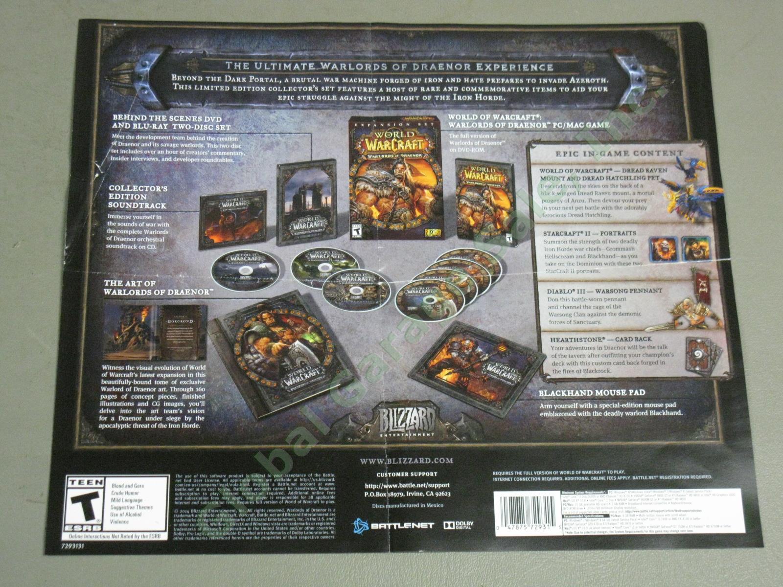 World Of Warcraft Warlords Of Draenor Collectors Edition Sealed Book CD DVD NR! 7