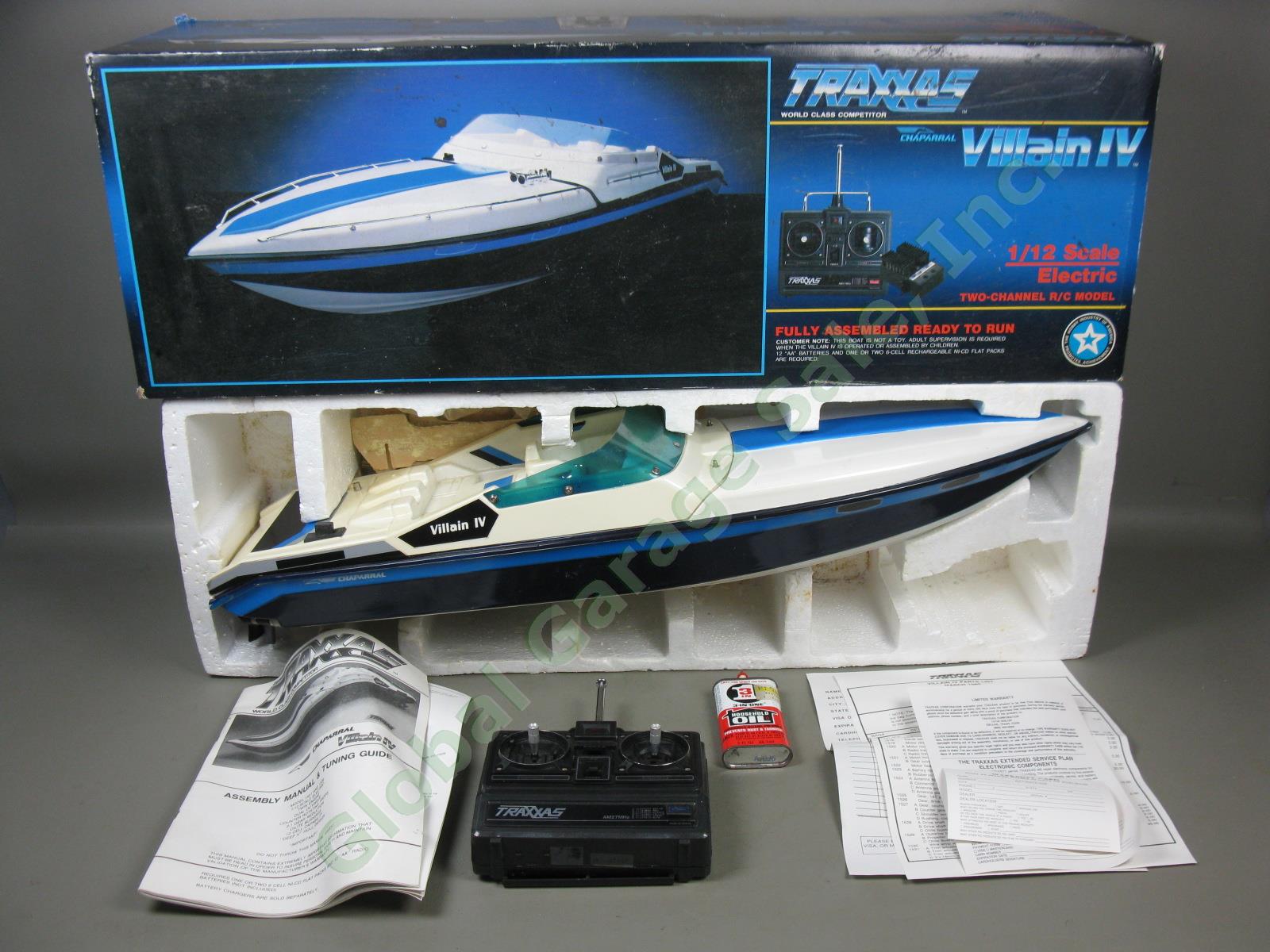 Vtg 1989 Traxxas Chapparal Villain IV 1/12 Dual Twin Motor RC Boat #1508