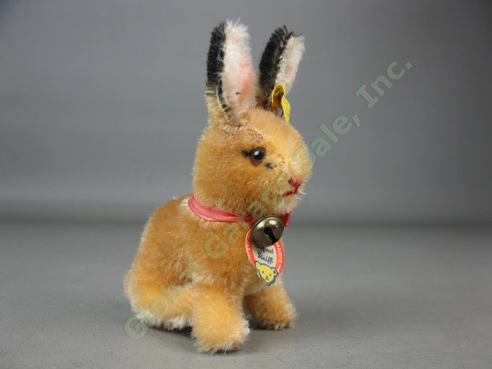 Vtg Steiff Original Miniature Mohair Bunny Rabbit W/ Ear Button Flag Tag Germany 1