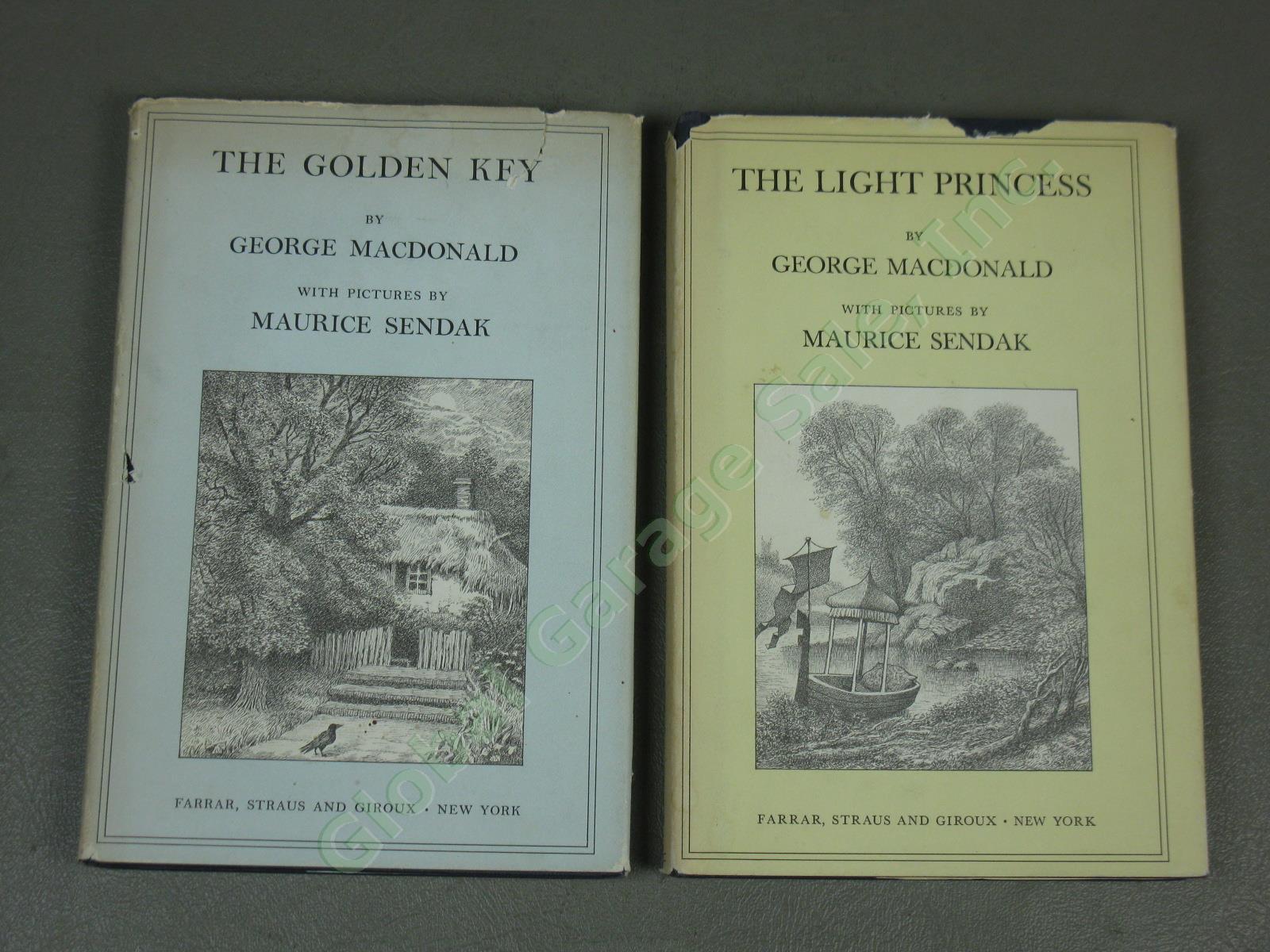 2 Vtg Maurice Sendak Signed Illustrated Books 1970s Light Princess Golden Key NR