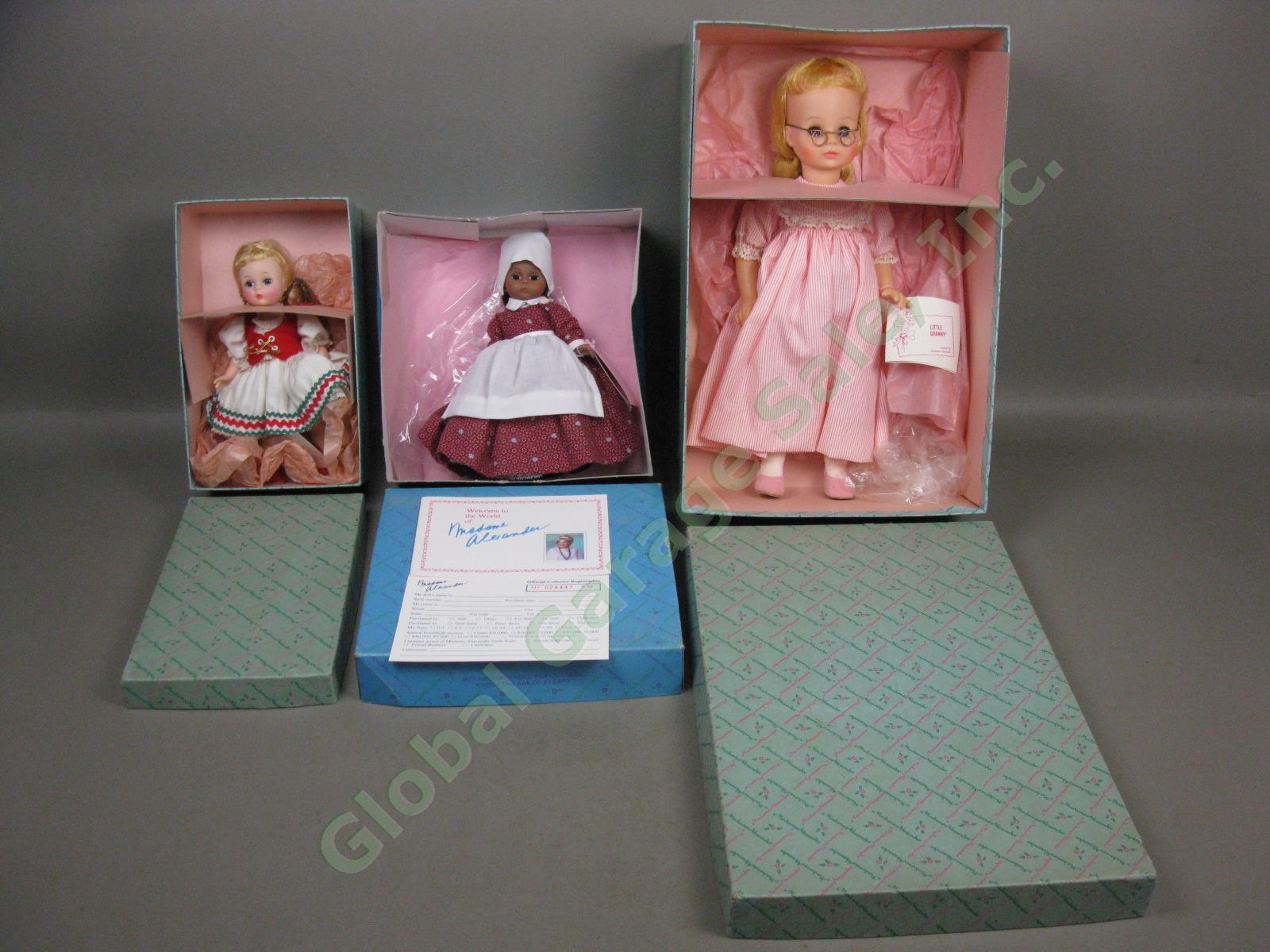 3 Vtg Madame Alexander Dolls +Boxes Set Lot Little Granny Scarlett Series Prissy