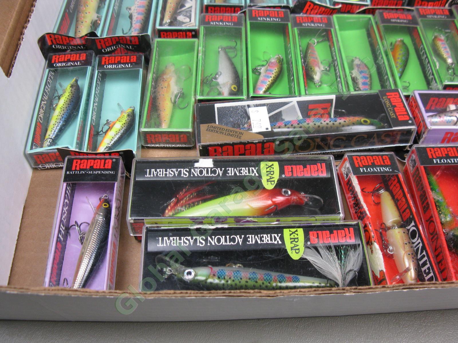 37 Boxed Rapala Fishing Lures +Box Lot Husky Jerk Jointed Original Sinking X-Rap 3