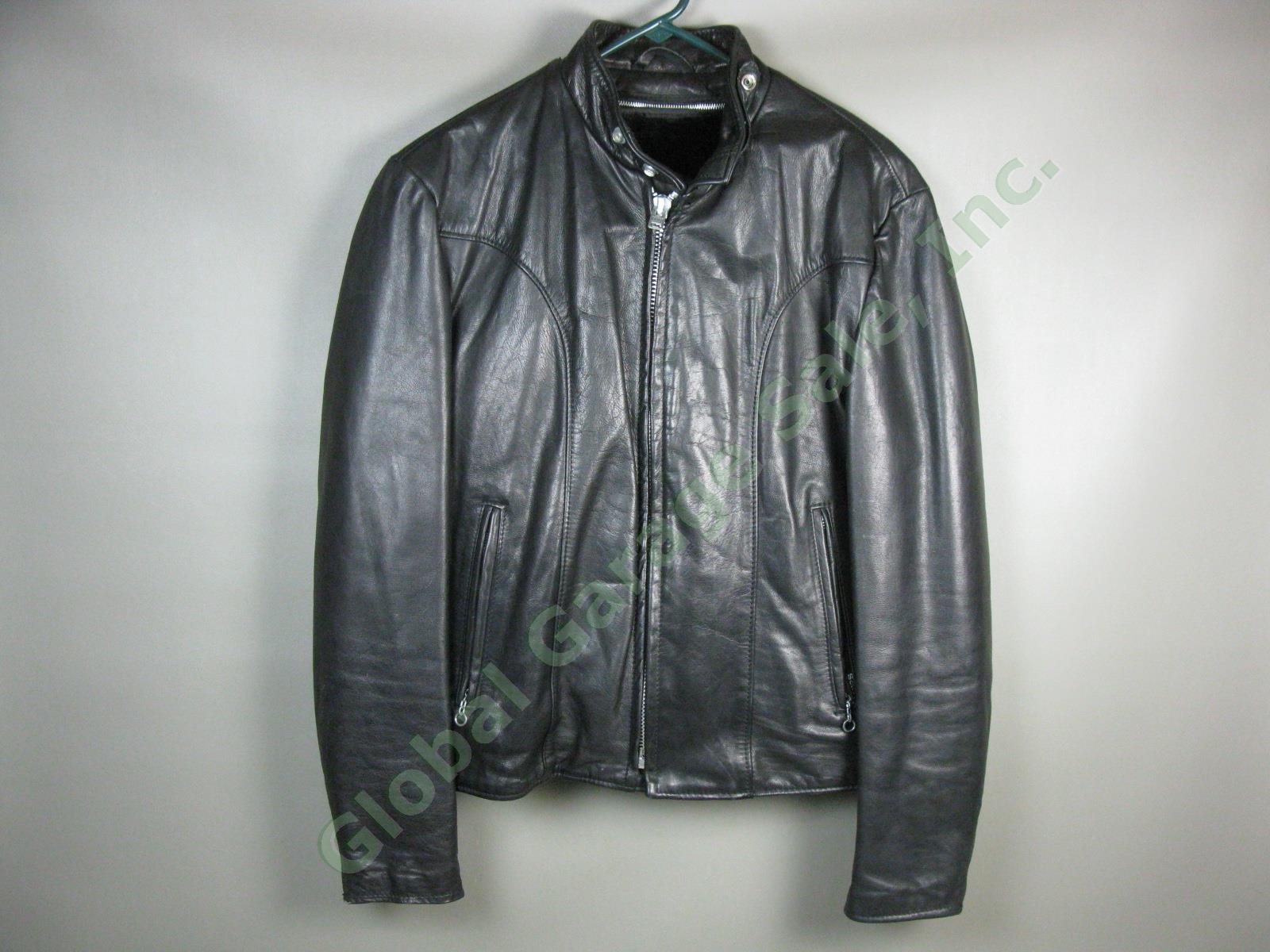 Vtg Schott 157 Cafe Racer Size 42 Black Leather Motorcycle Jacket Zip Out Liner