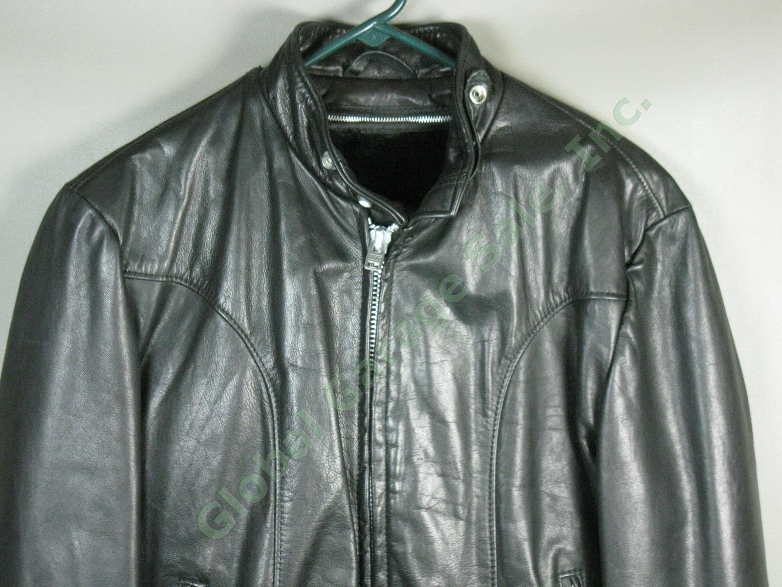 Vtg Schott 157 Cafe Racer Size 42 Black Leather Motorcycle Jacket Zip Out Liner 1