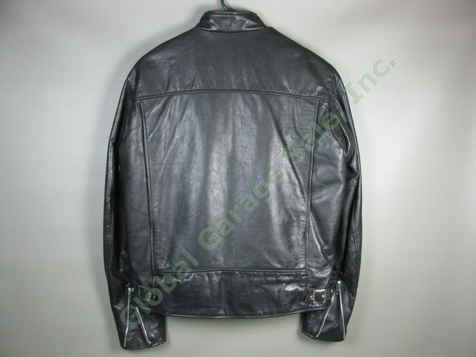 Vtg Schott 157 Cafe Racer Size 42 Black Leather Motorcycle Jacket Zip Out Liner 3