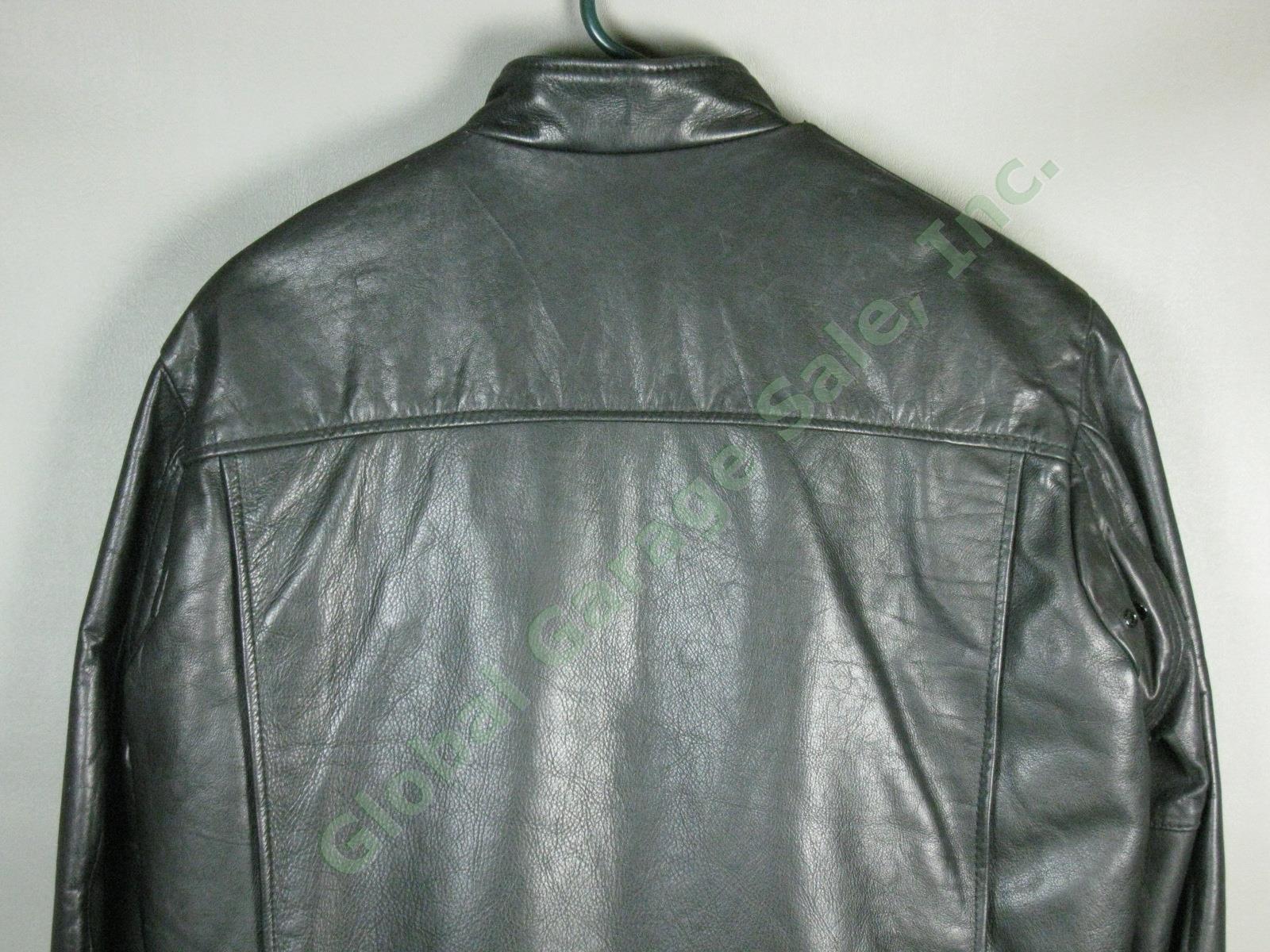 Vtg Schott 157 Cafe Racer Size 42 Black Leather Motorcycle Jacket Zip Out Liner 4