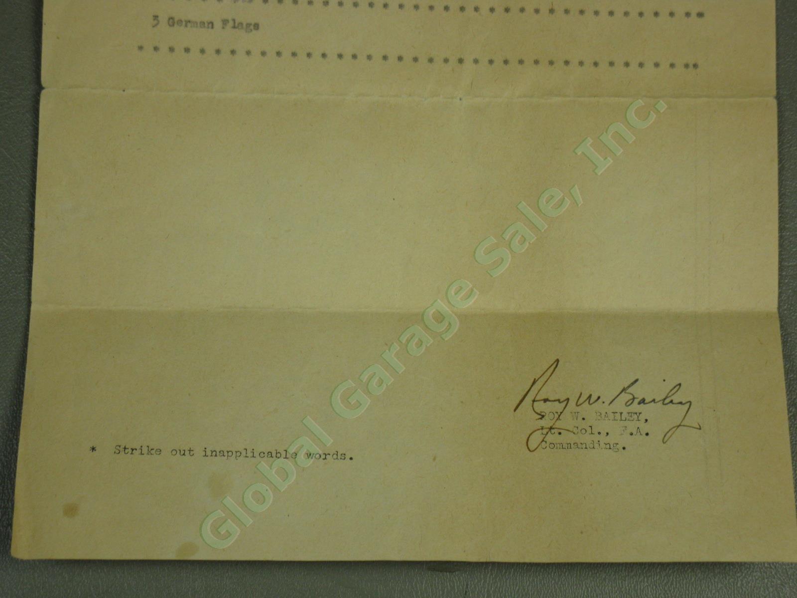 2 RARE Vtg WWII 1943 US Army Military German Flags Capture Papers APO 782 Italy 5