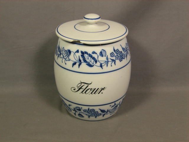 4 Pc German Flow Blue Onion Apothecary Jar Canister Set 1