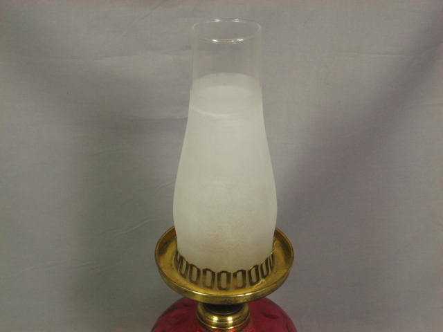 Antique Cranberry Ruby Thumbprint Depression Glass Lamp 4
