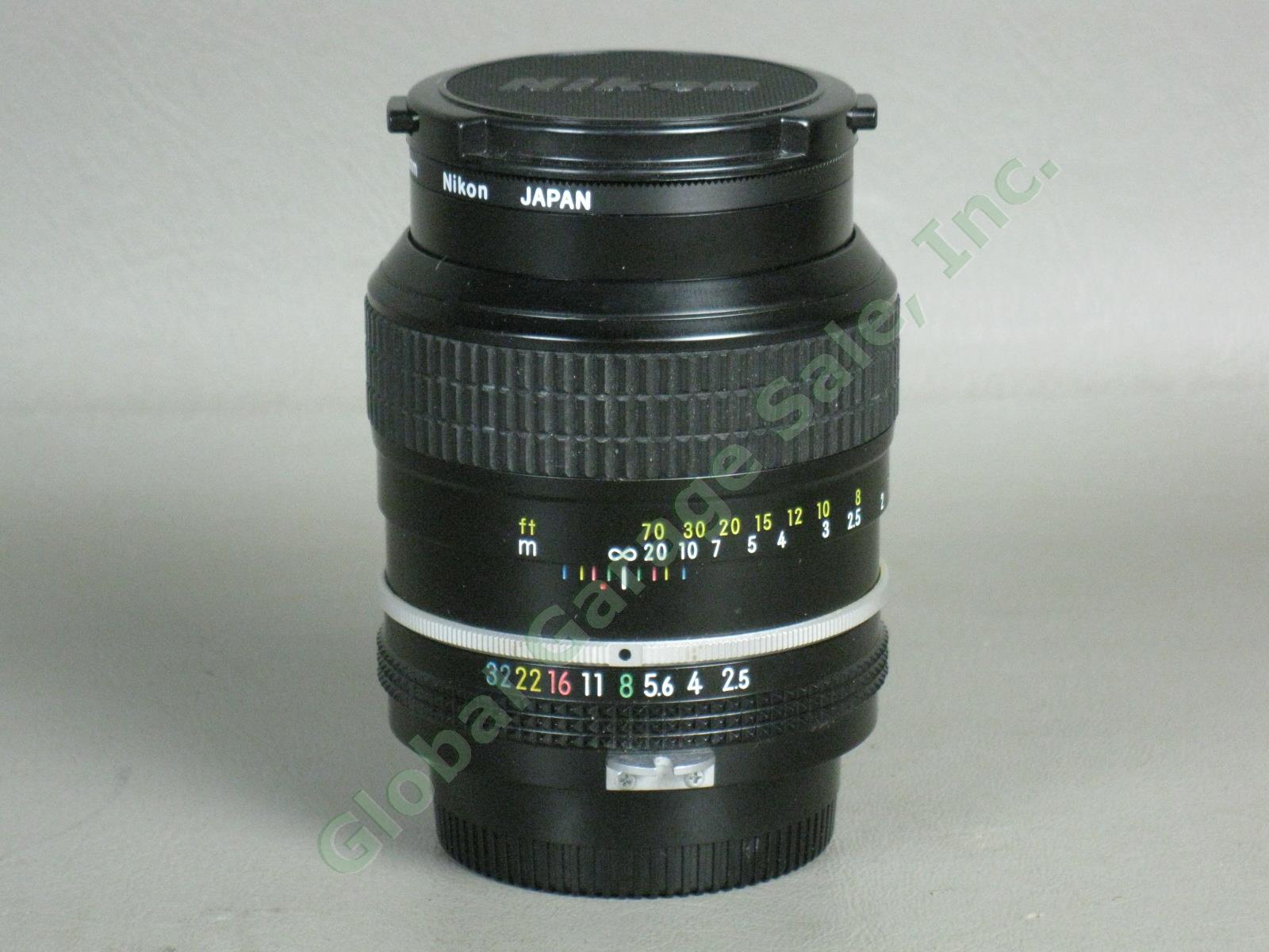 Nikon Nikkor 105mm 1:2.5 F-Mount Telephoto Camera Lens HS-4 Hood L37 Filter Lot