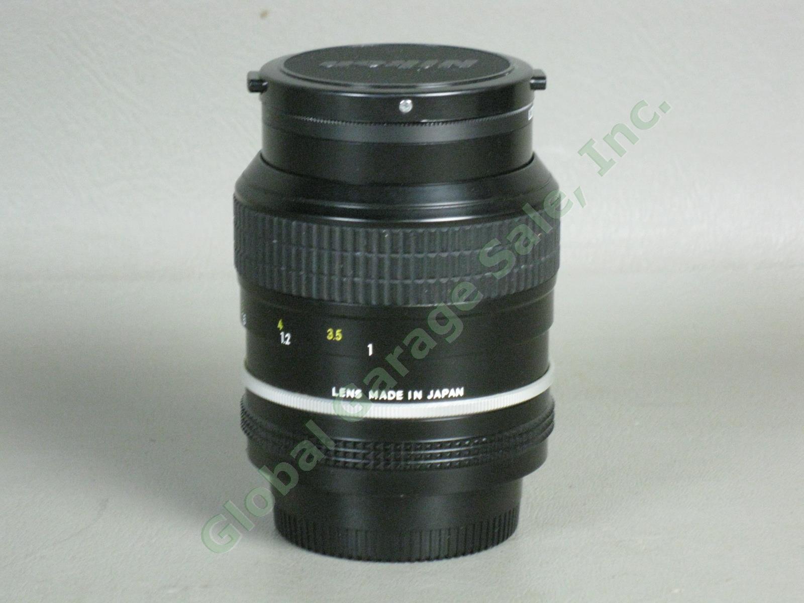 Nikon Nikkor 105mm 1:2.5 F-Mount Telephoto Camera Lens HS-4 Hood L37 Filter Lot 1
